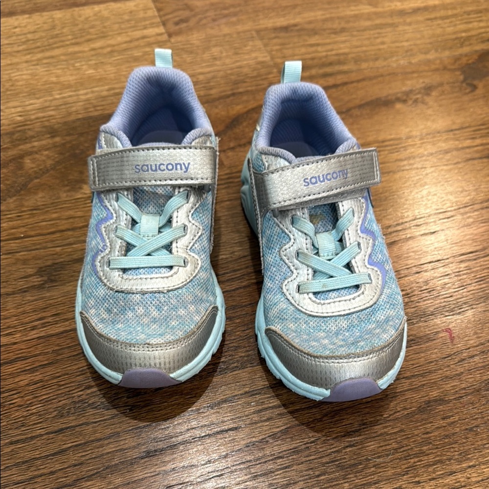 Saucony Kids' Light Blue and Silver Sneakers